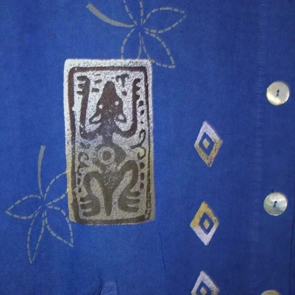 Blue Cactus Brand Sleeveless Hand Painted Vintage Blue Dress Made in the USA - Picture 7 of 14